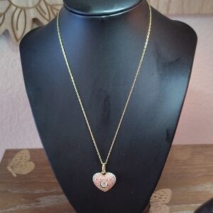 Swarovski Gold and Pink Heart Necklace